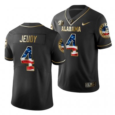 Men's Alabama Crimson Tide #4 Jerry Jeudy 2019 Stars and Stripes Black Golden Limited Edition NCAA College Football Jersey 2403NNZK6